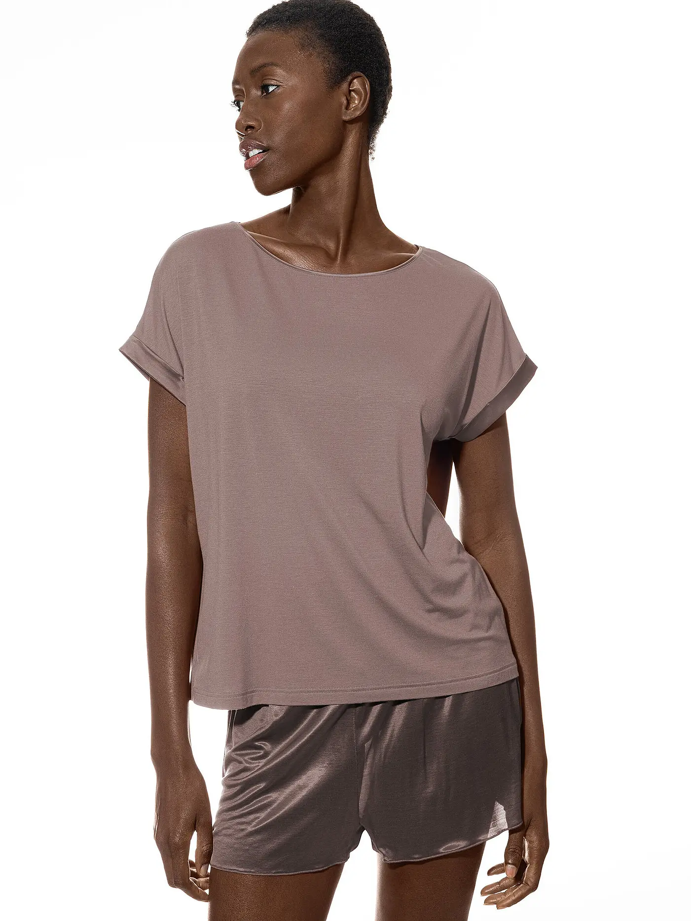MEY | T-Shirt PURE CHIC thunder grey | hellbraun